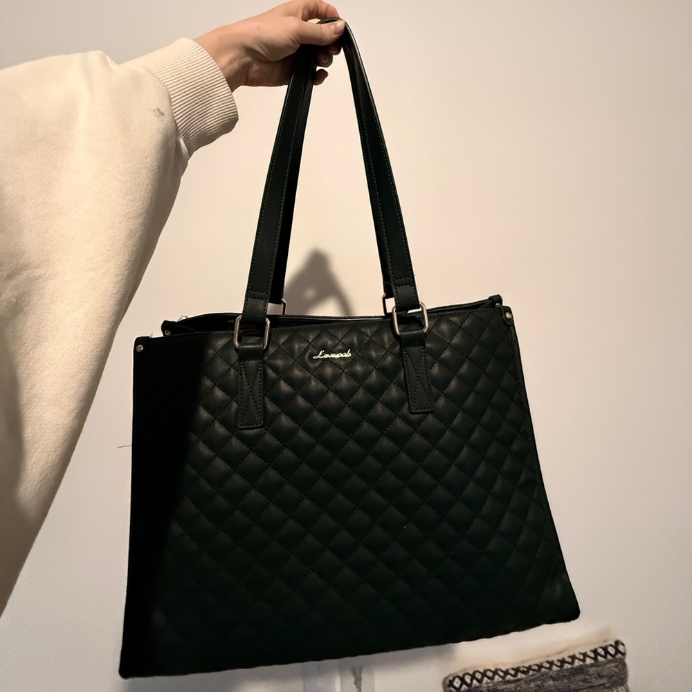 Green Tote Bag with Insulated Compartment